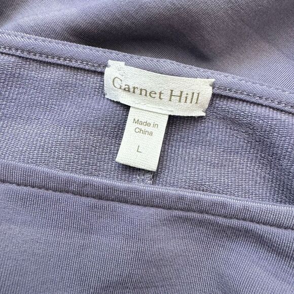 Garnet Hill Soft Stripe Midi Dress in Moon Shadow Purple Size Large - Picture 3 of 5